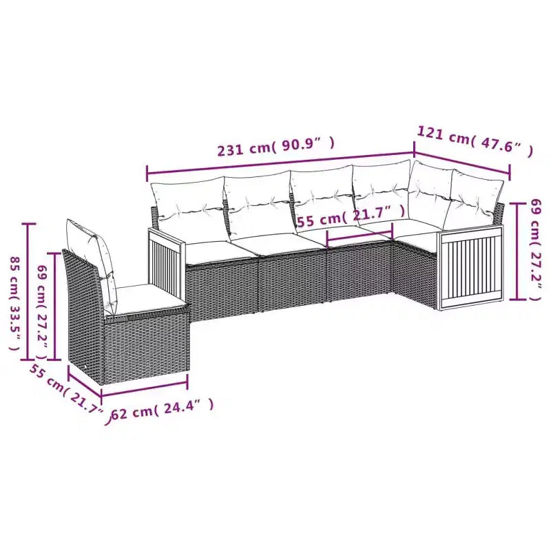 vidaXL Set Divani da Giardino 6 pz con Cuscini in Poly Rattan, Divano Sezionale Modulare da Esterno, Vari Colori/Modelli