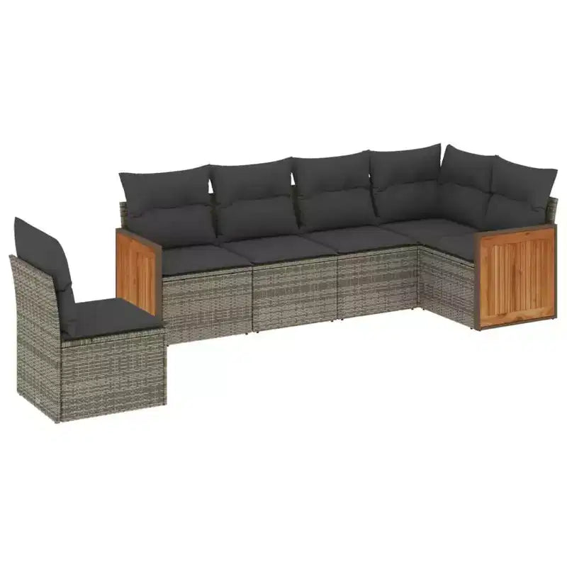 vidaXL 6 Piece Patio Sofa Set with Cushions Poly Rattan, Modular Outdoor Sectional, Multiple Colors/Models