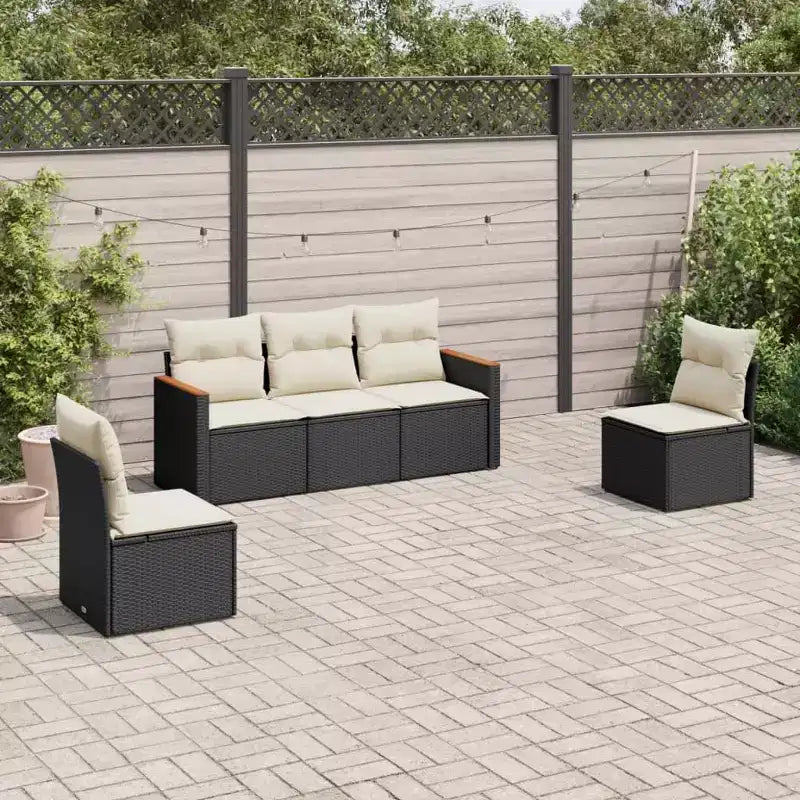 vidaXL Set Divani da Giardino 6 pz con Cuscini Beige in Polyrattan