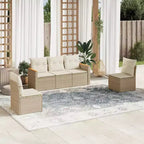 vidaXL Set Divani da Giardino 6 pz con Cuscini Beige in Polyrattan