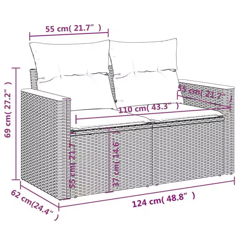 vidaXL Set Divani da Giardino 6 pz con Cuscini Beige in Polyrattan