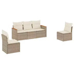 vidaXL Set Divani da Giardino 6 pz con Cuscini Beige in Polyrattan