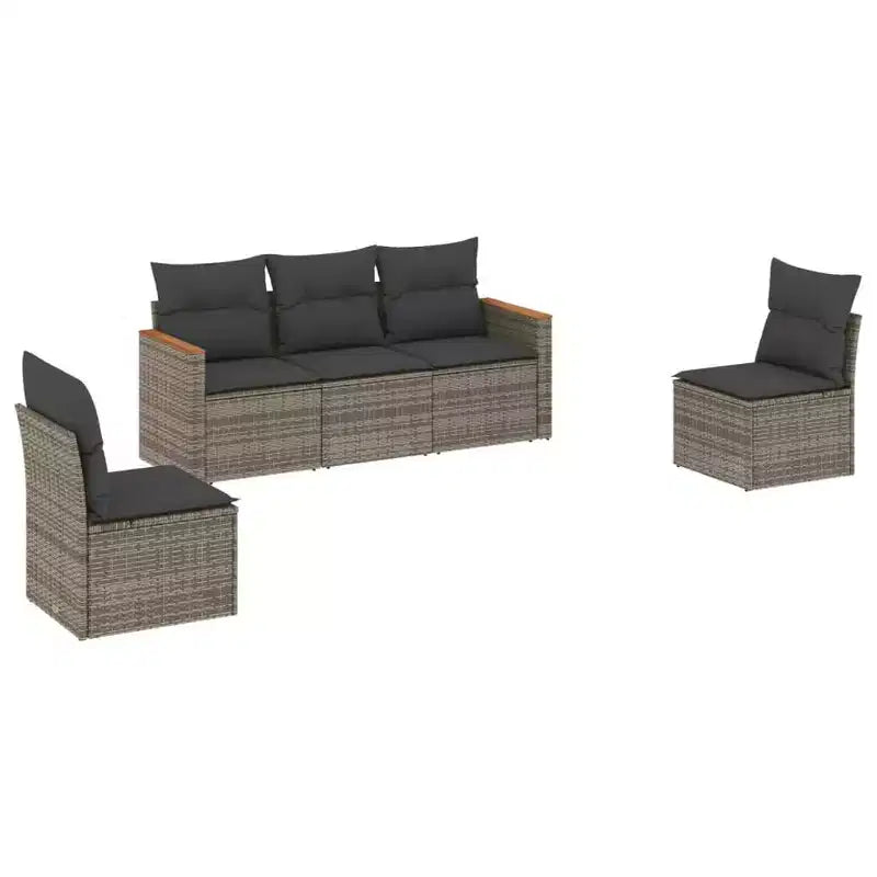 vidaXL Set Divani da Giardino 6 pz con Cuscini Beige in Polyrattan