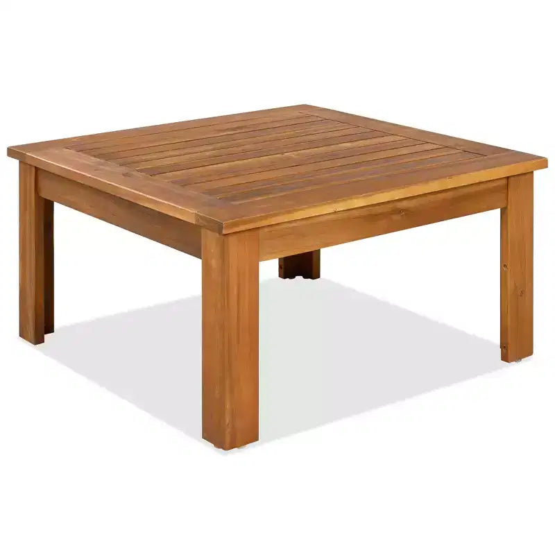 GDFStudio Alberta - Set da Patio Moderno a 4 Pezzi con Divano a L in Legno di Acacia, Braccioli in Corda Intrecciata, Tavolino da Caffè e Cuscini