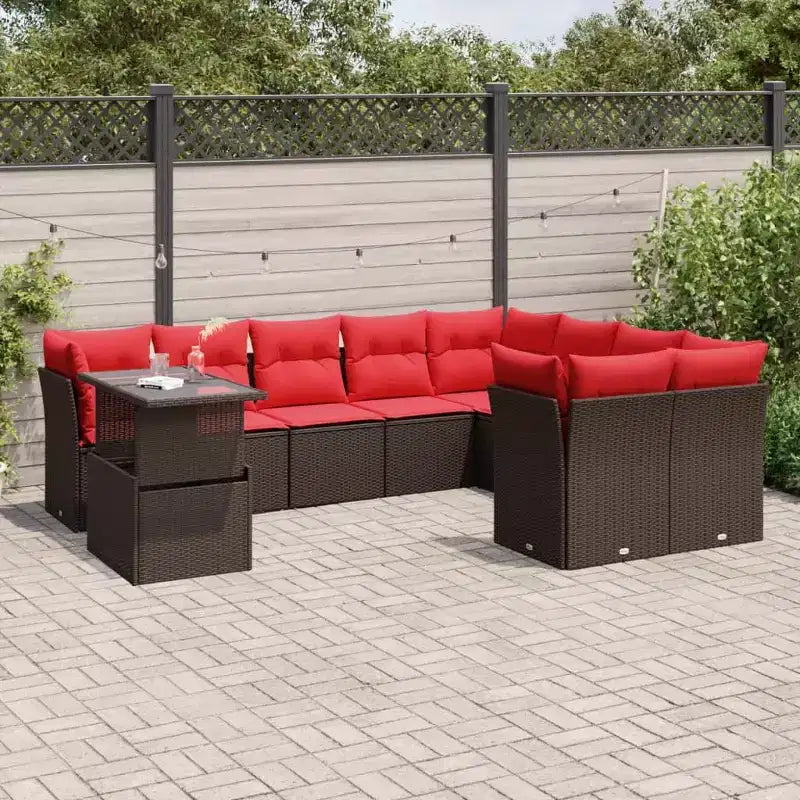 vidaXL Set Divani da Giardino con Cuscini e Tavolino Polyrattan