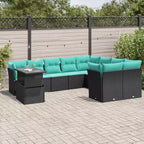 vidaXL Set Divani da Giardino con Cuscini e Tavolino Polyrattan