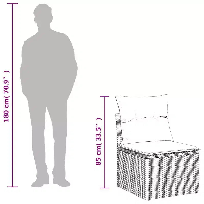 vidaXL Set Divani da Giardino con Cuscini e Tavolino Polyrattan
