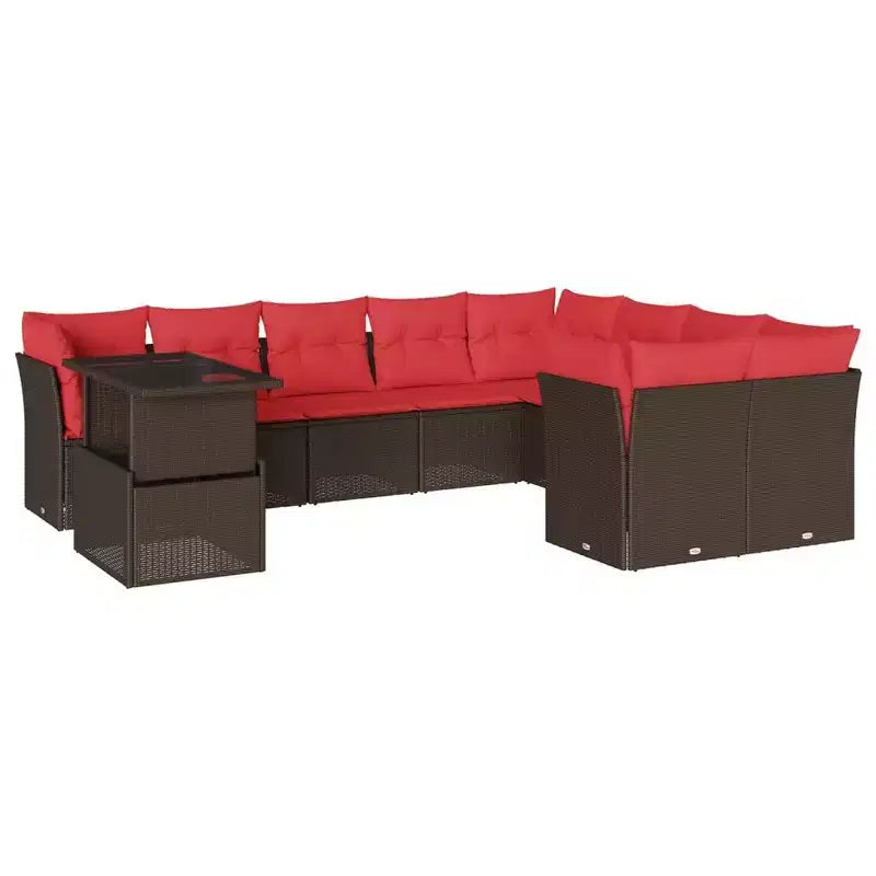 vidaXL Set Divani da Giardino con Cuscini e Tavolino Polyrattan