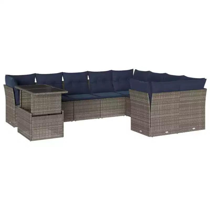 vidaXL Set Divani da Giardino con Cuscini e Tavolino Polyrattan