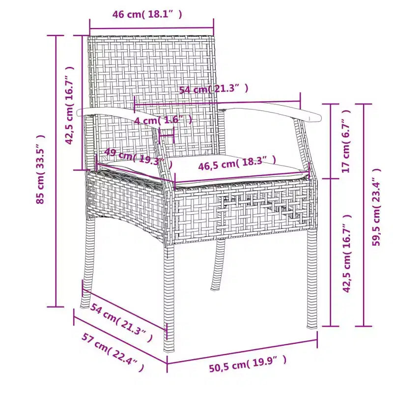 vidaXL Set da pranzo da esterni in rattan PE, 5 pezzi, 4 persone