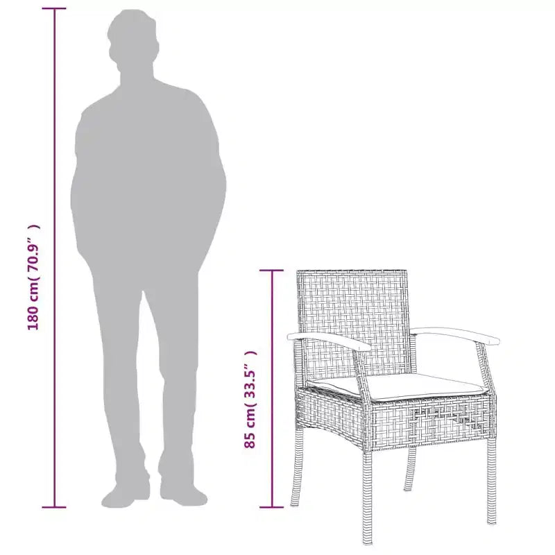 vidaXL Set da pranzo da esterni in rattan PE, 5 pezzi, 4 persone