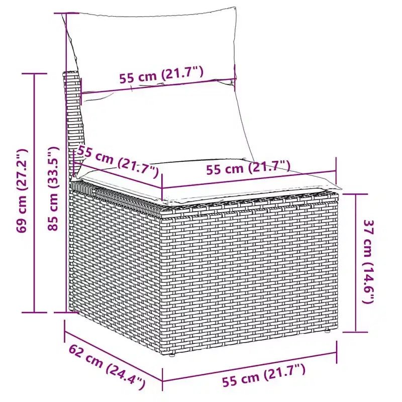 vidaXL Set divani da giardino in rattan PE Piedini regolabili