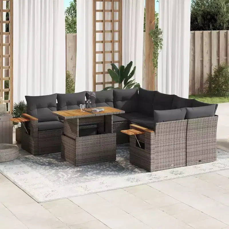 vidaXL Set divani da giardino in rattan PE Piedini regolabili