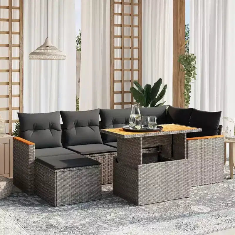 Set Divani da Giardino vidaXL con Cuscini in Polirattan e Acacia