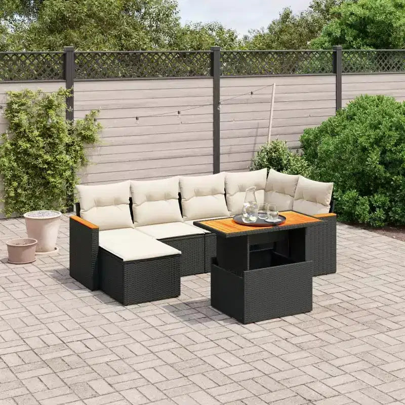 Set Divani da Giardino vidaXL con Cuscini in Polirattan e Acacia