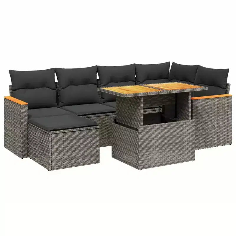 Set Divani da Giardino vidaXL con Cuscini in Polirattan e Acacia