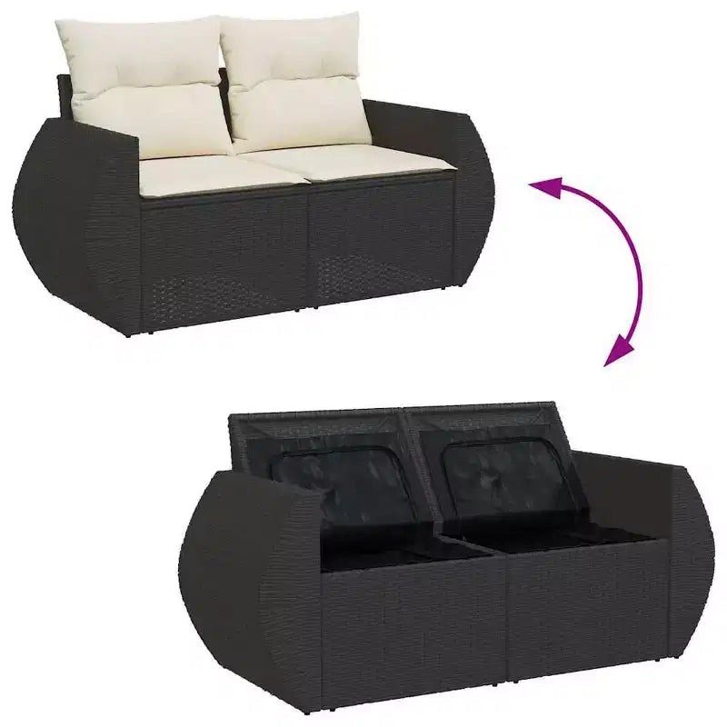 vidaXL Salotto da giardino in polyrattan con braccioli regolabili Standard