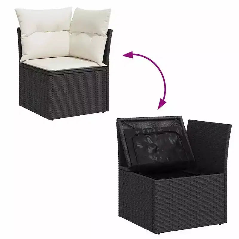 vidaXL Salotto da giardino in polyrattan con braccioli regolabili Standard