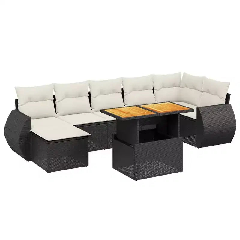 vidaXL Salotto da giardino in polyrattan con braccioli regolabili Standard