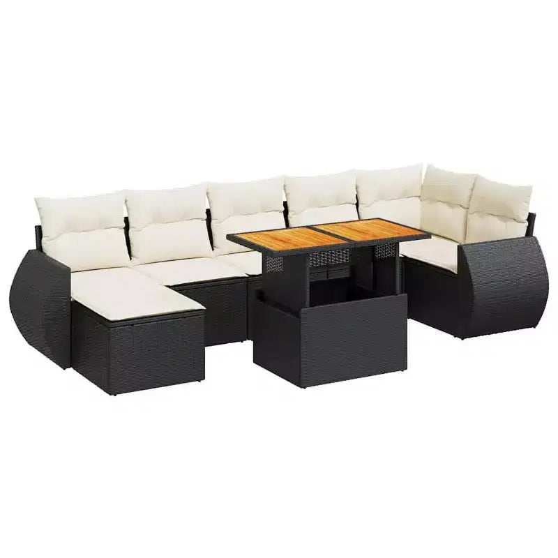 vidaXL Salotto da giardino in polyrattan con braccioli regolabili Standard