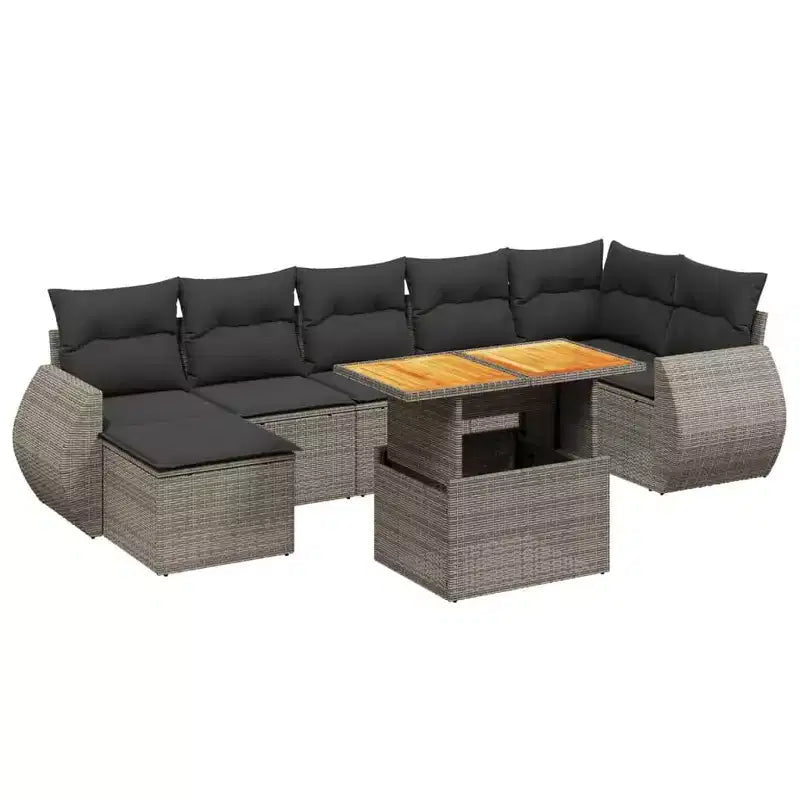 vidaXL Salotto da giardino in polyrattan con braccioli regolabili Standard