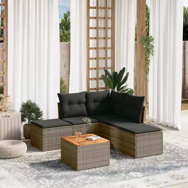 vidaXL Salotto da Giardino con Cuscini in Polyrattan