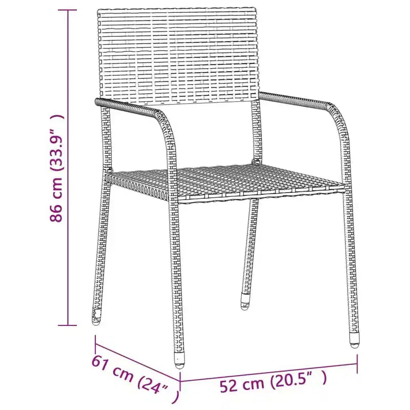 Set da pranzo da esterno vidaXL in polyrattan con telaio in acciaio