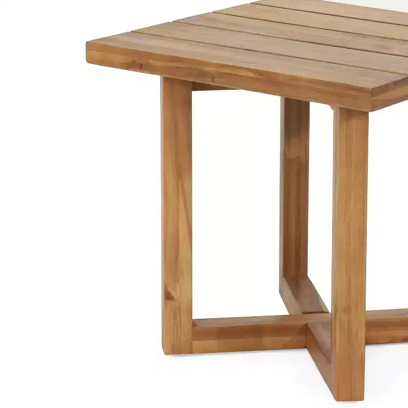 Christopher Knight Home Damaris, set da 3 pezzi in legno di acacia e rattan per patio con lettino prendisole, cuscino e tavolo a doghe