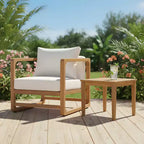 Christopher Knight Home Jessamin, set da salotto/terrazzo, 2 pezzi, in legno di acacia, posti a sedere sovradimensionati, con cuscino e tavolo a doghe