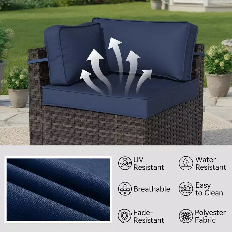 Set da patio UPTIOT da 6 pezzi: 4 sedie laterali, tavolo con braciere grigio e tavolino da caffè in vetro temperato per eleganti riunioni all'aperto