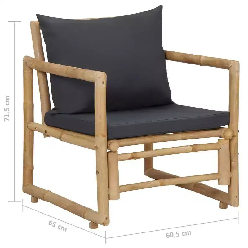 vidaXL Set Salotto da Giardino Sezionale da Esterno con Cuscini in Bambù