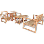 vidaXL Set Salotto da Giardino Sezionale da Esterno con Cuscini in Bambù