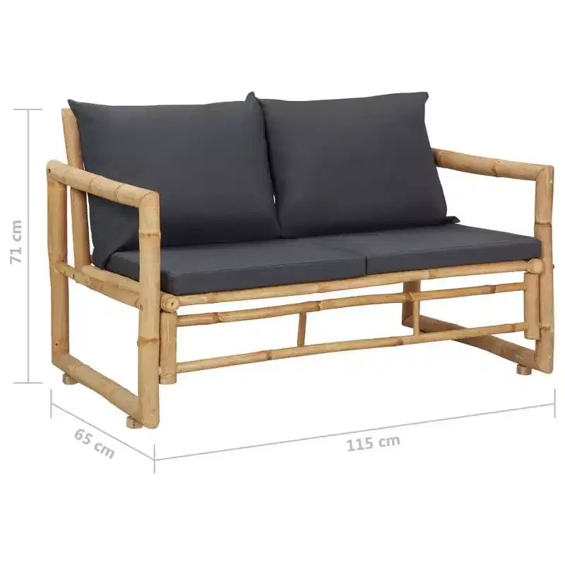 vidaXL Set Salotto da Giardino Sezionale da Esterno con Cuscini in Bambù