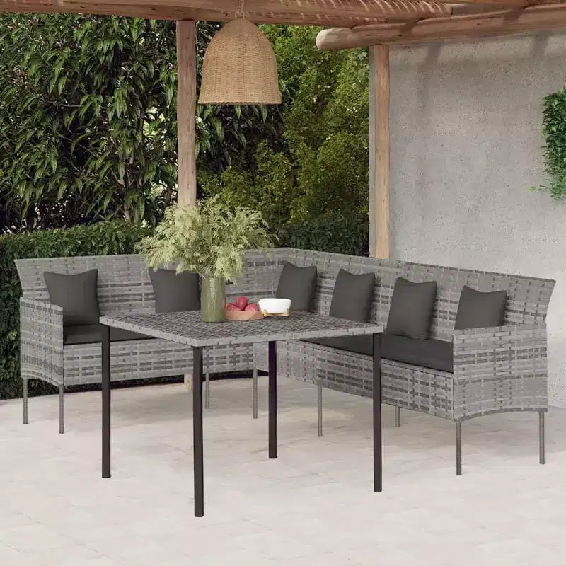 vidaXL Set da pranzo da giardino con cuscini, set per conversazione in 2 pezzi, rattan sintetico