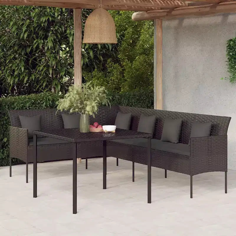 vidaXL Set da pranzo da giardino con cuscini, set per conversazione in 2 pezzi, rattan sintetico
