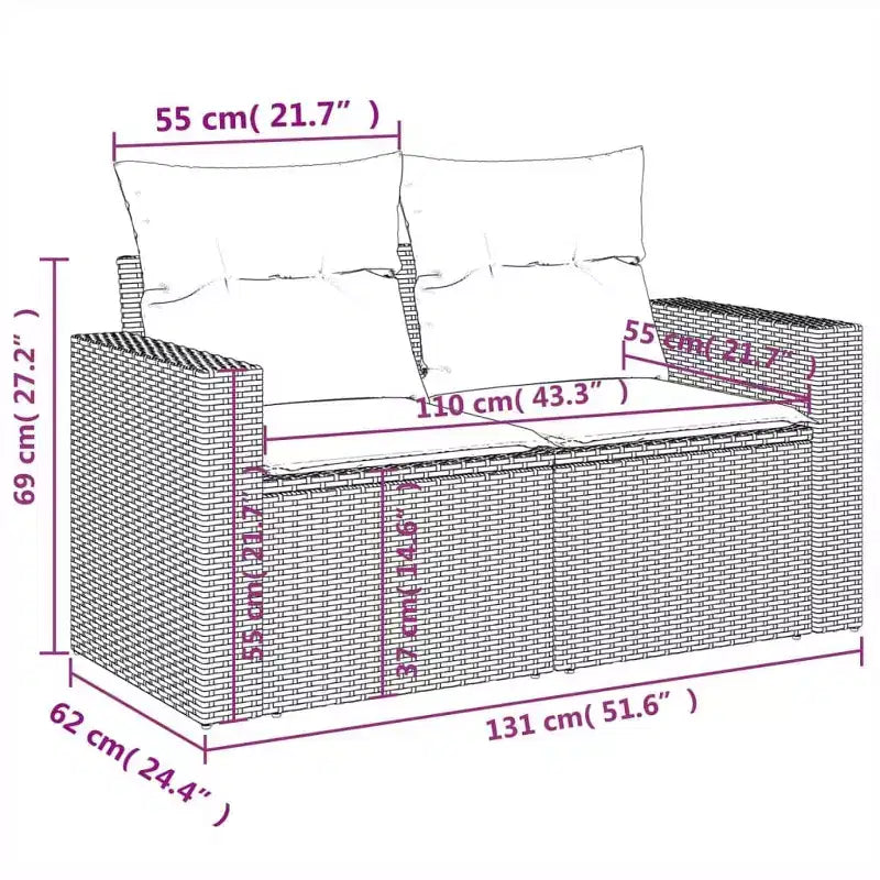 Set Divano da Giardino Modulare vidaXL in Polyrattan con Cuscini