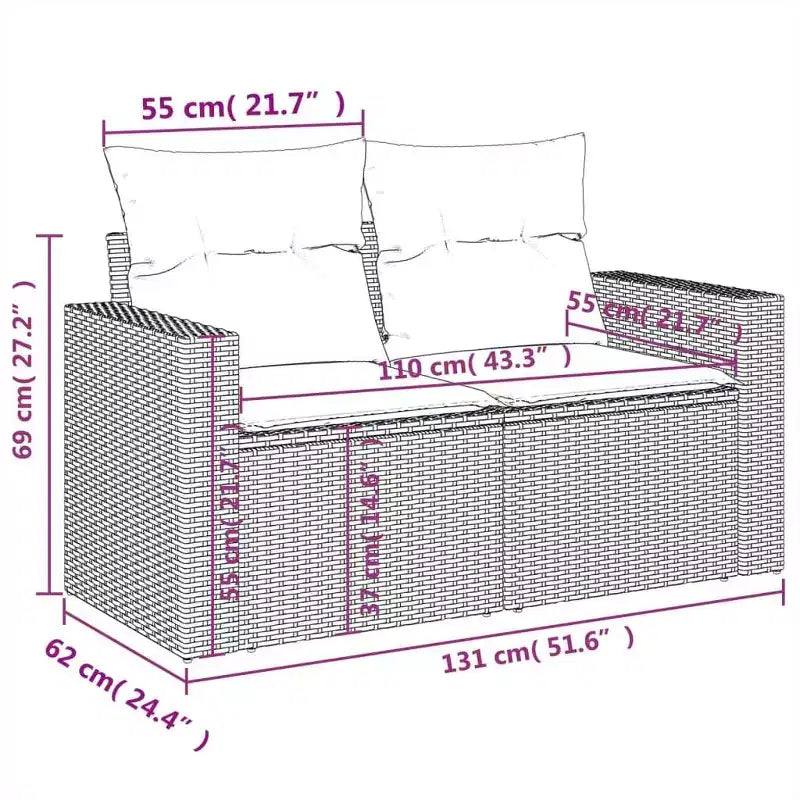 Set Divano da Giardino Modulare vidaXL in Polyrattan con Cuscini
