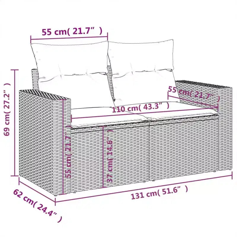 Set Divano da Giardino Modulare vidaXL in Polyrattan con Cuscini