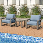 Set di mobili da giardino in alluminio HAPPATIO, set da conversazione da esterno a 3 pezzi oversize con seduta profonda e bracciolo largo, copertura Sunbrella inclusa
