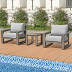 Set di mobili da giardino in alluminio HAPPATIO, set da conversazione da esterno a 3 pezzi oversize con seduta profonda e bracciolo largo, copertura Sunbrella inclusa