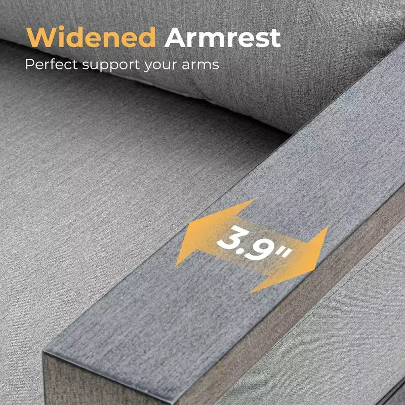 Set di mobili da giardino in alluminio HAPPATIO, set da conversazione da esterno a 3 pezzi oversize con seduta profonda e bracciolo largo, copertura Sunbrella inclusa