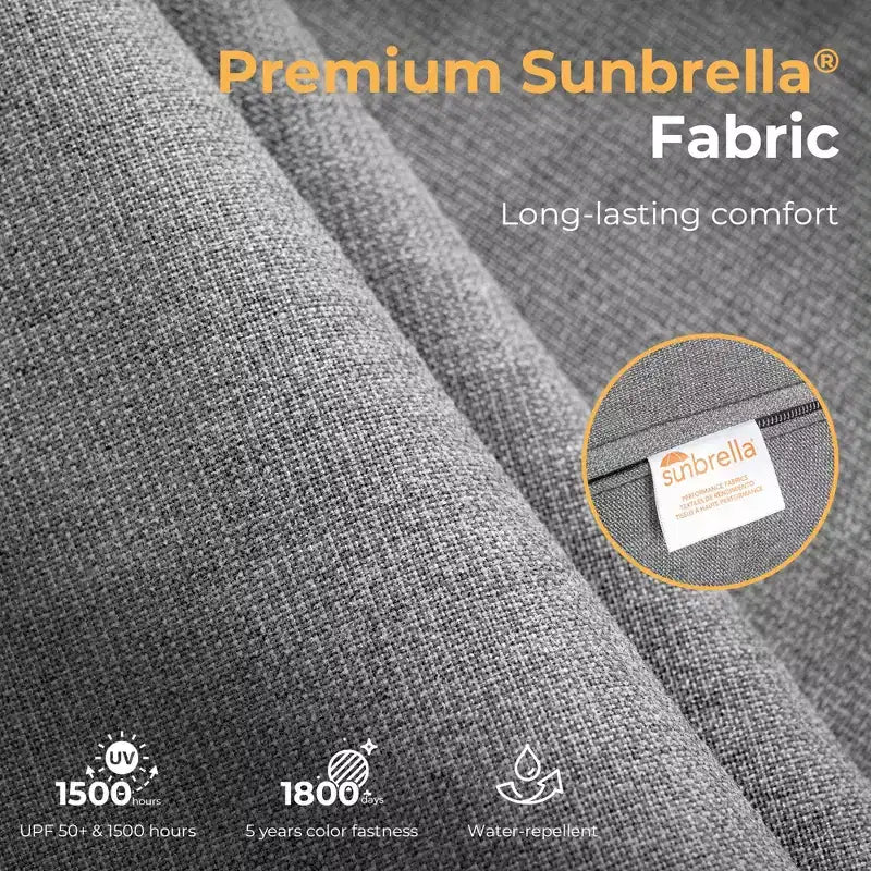Set di mobili da giardino in alluminio HAPPATIO, set da conversazione da esterno a 3 pezzi oversize con seduta profonda e bracciolo largo, copertura Sunbrella inclusa