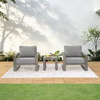 Set di mobili da giardino in alluminio HAPPATIO, set da conversazione da esterno a 3 pezzi oversize con seduta profonda e bracciolo largo, copertura Sunbrella inclusa