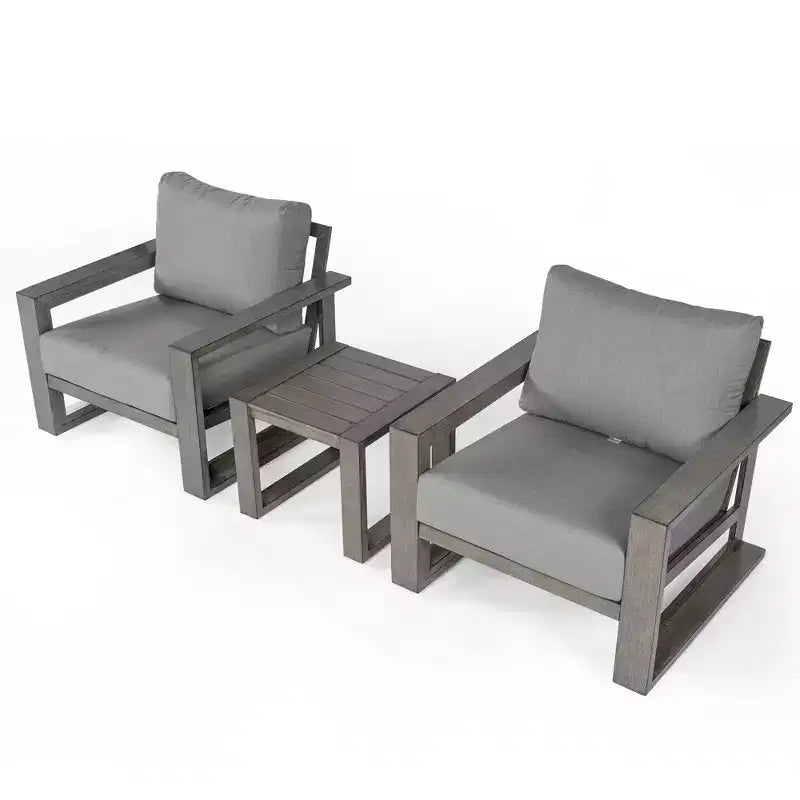Set di mobili da giardino in alluminio HAPPATIO, set da conversazione da esterno a 3 pezzi oversize con seduta profonda e bracciolo largo, copertura Sunbrella inclusa