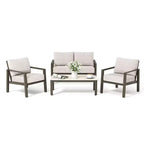 HAPPATIO Patio Conversation Set, 4-Piece Aluminum Oversized Patio Furniture Set with Rope Woven Backrest for Yard, Porch, Balcony