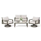 Set da conversazione per patio HAPPATIO, set di mobili da patio a 4 pezzi in alluminio di grandi dimensioni con schienale in corda intrecciata per giardino, portico, balcone