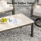 Set da conversazione per patio HAPPATIO, set di mobili da patio a 4 pezzi in alluminio di grandi dimensioni con schienale in corda intrecciata per giardino, portico, balcone