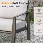Set da conversazione per patio HAPPATIO, set di mobili da patio a 4 pezzi in alluminio di grandi dimensioni con schienale in corda intrecciata per giardino, portico, balcone