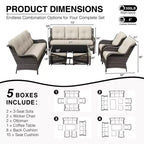 Set Divano Premium da Esterno UPTIOT con Sedie in Vimini, Pouf e Tavolino da Caffè