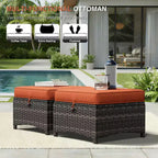 Set Divano Premium da Esterno UPTIOT con Sedie in Vimini, Pouf e Tavolino da Caffè